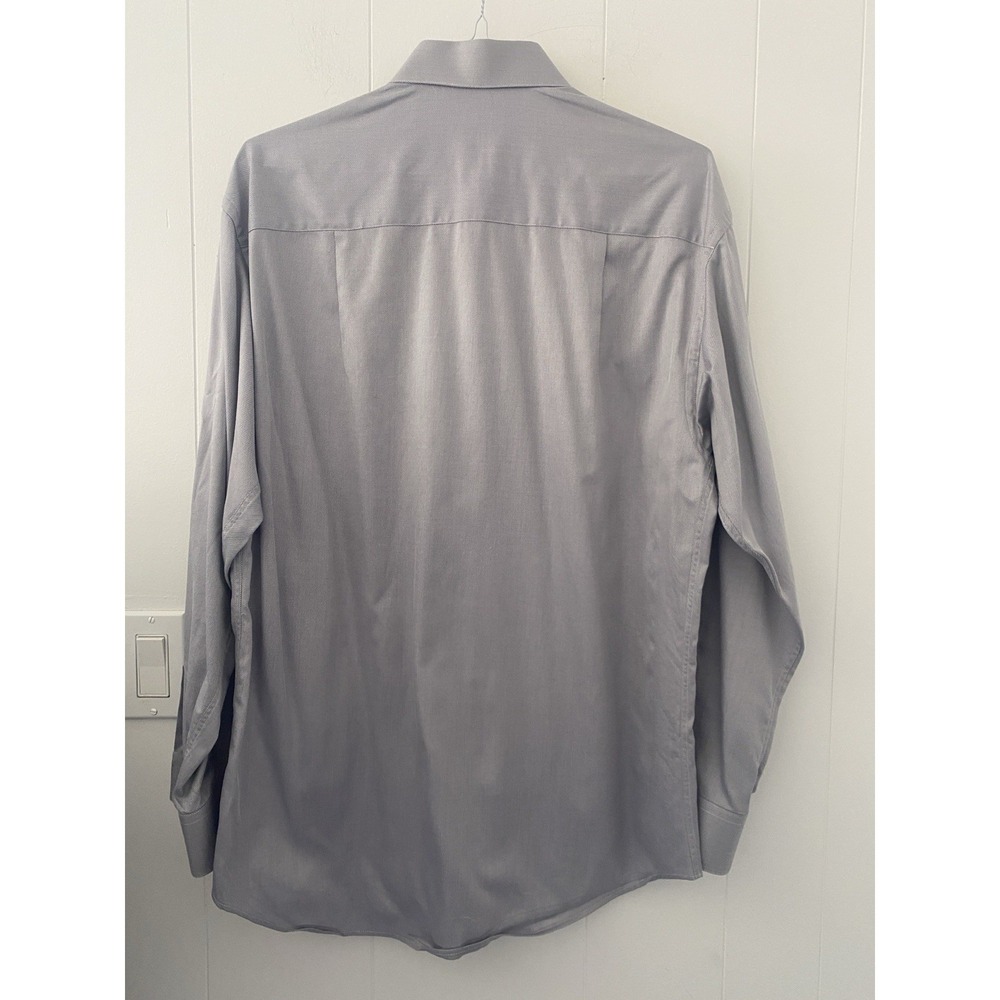 VIV Made in Italy Luxury Men's Dress Shirt 16 34/35 Silver Grey Striped Cotton - Picture 2 of 5